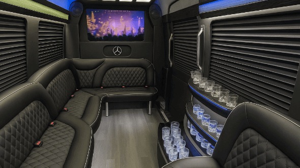 Interior of Charter Bus Company Royal Oak's 14 Passenger Sprinter Limousine in Royal Oak