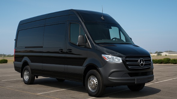 Exterior of Charter Bus Company Royal Oak's 14 Passenger Sprinter Limousine in Royal Oak