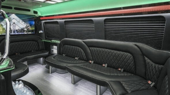 Interior of Charter Bus Company Livonia's 18 Passenger Party Bus in Livonia