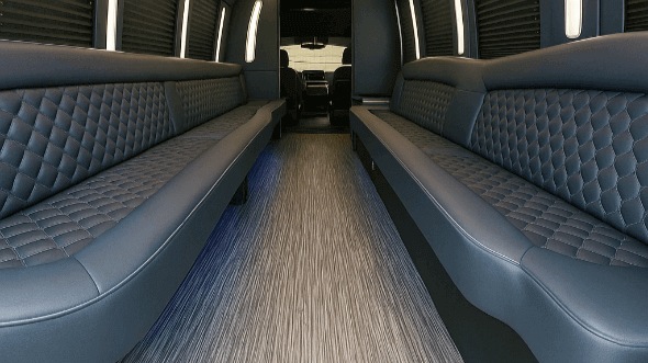 Interior of Charter Bus Company Westland's 20 Passenger Party Bus in Westland