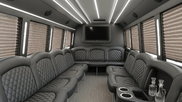 Interior of Charter Bus Company Livonia's 25 Passenger Party Bus in Livonia