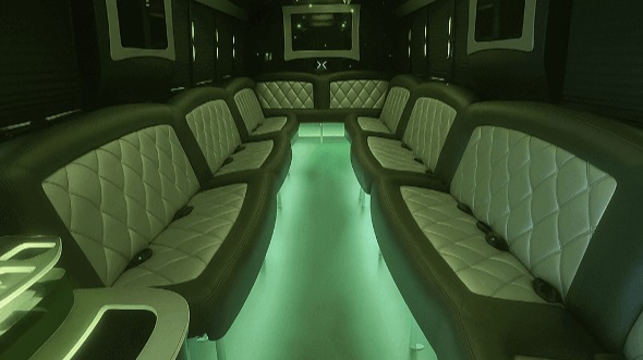 Interior of Charter Bus Company Troy's 28 Passenger Party Bus in Troy