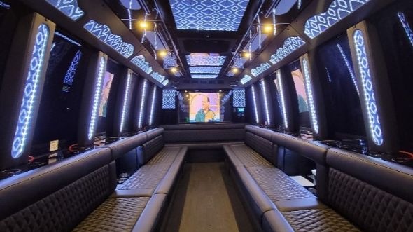 Interior of Charter Bus Company Southfield's 30 Passenger Party Bus in Southfield