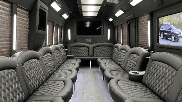 Interior of Charter Bus Company Taylor's 50 Passenger Party Bus in Taylor