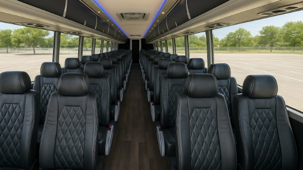 Interior of Charter Bus Company Dearborn's 54 Passenger Charter Bus in Dearborn