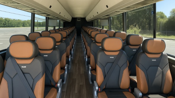 Interior of Charter Bus Company Dearborn's 56 Passenger Charter Bus in Dearborn